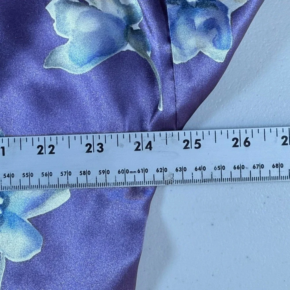 Vintage Inner Most Floral Dressing Gown Robe M/L Purple 80s Satin Travel